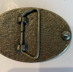 Vintage Masonic Compass G Symbol Gold Tone Oval Metal Belt Buckle