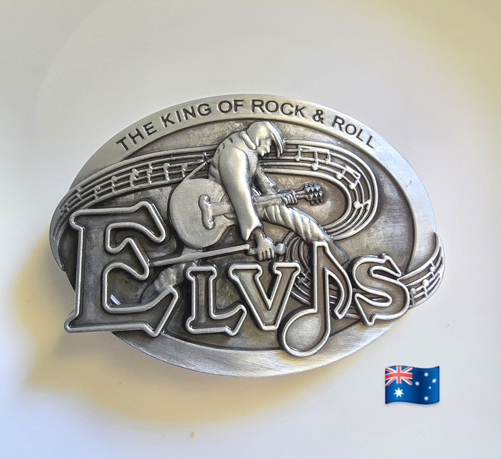 1pce Belt Buckle Elvis Silver 9×6.5cm Belt Width 4cm