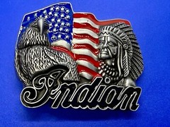 Native American Indian Commemorative Cutout New Belt Buckle – Eagle & USA Flag