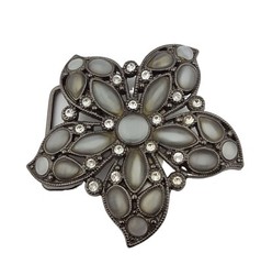 Flower shape buckle with Cats eye stone and Crystals