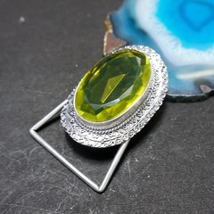 Vintage Western Belt Buckle Lemon Quartz glass Silver Tone Cowboy Belt Buckle
