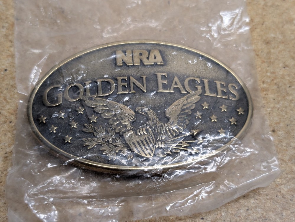 NRA Golden Eagles Commemorative Belt Buckle Brass USA New Sealed