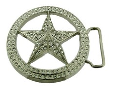 Silver Lone Star Belt Buckle Texas Rodeo Western Metal High Quality Bling Badge