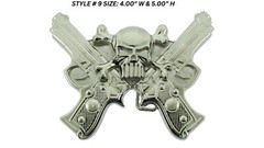 Skull Belt Buckle Tattoo Mens Women Silver Metal Blinged Halloween Party Costume