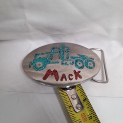 Vintage Mack Truck Semi Tractor Belt Buckle Metal with Crush Stone Inlay Design