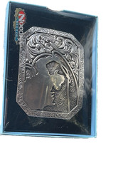 Nocona Mens Belt Buckle 3.75 x 2 in Cowboy Roper Western Rodeo Silver 1.5