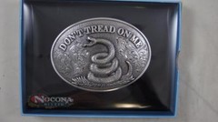 Nocona Western Belt Buckle DON&rsquo;T TREAD ON ME Snake Silver Tone 37109