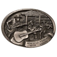 Front Porch Guitar Music Buckle 1987 Walnut Valley Bluegrass Festival Winfield