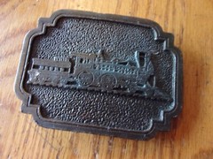 Vintage Belt Buckle Train locomotive & tender Brass or bronze