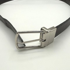 Coach Belt Mens Medium Brown Signature Debossed Reversible Leather Silver Buckle