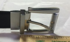 Belt & Buckle Silver Tone Reversable Black Or Brown 1&Prime; Wide Size 36 Fits 32&Prime;-38&Prime;