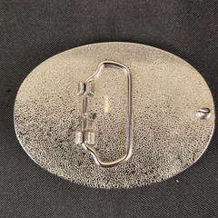 Vintage Trucker Girl Leather Belt Buckle Mudflap Silhouette Silver Studs Oval