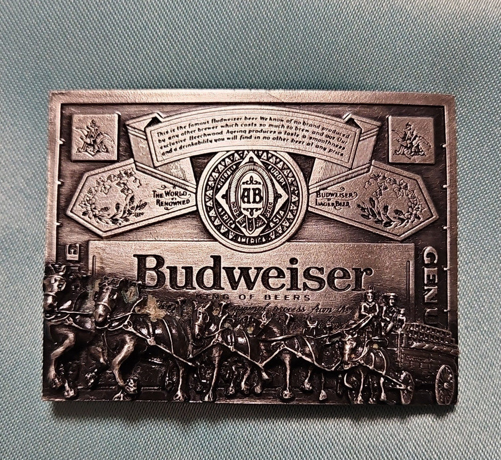 Budweiser King of Beers Belt Buckle Pewter Markatron T-169