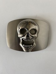 Screaming Skull Skeleton Head Metal Belt Buckle Scary Jolly Roger Biker Goth