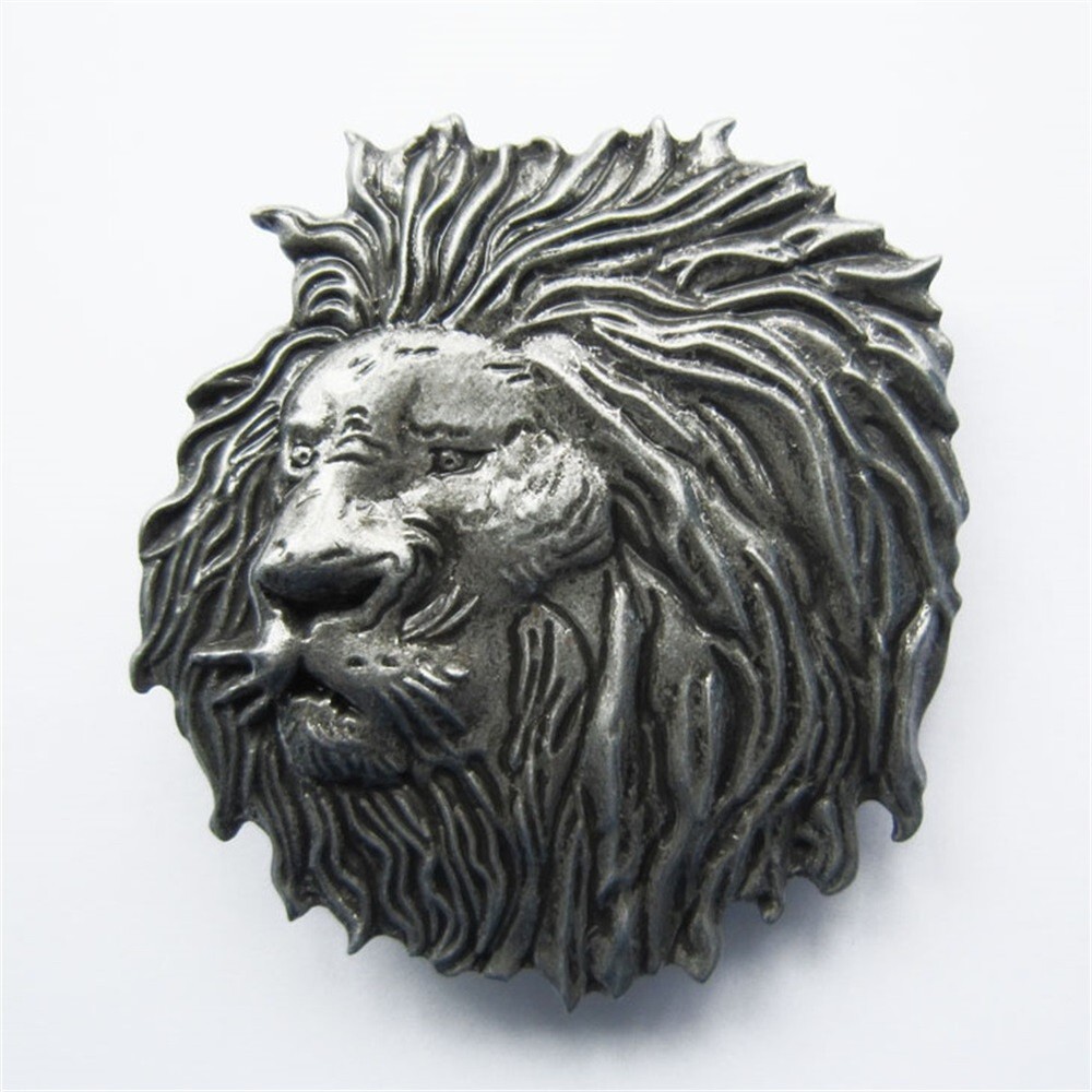 Vintage Distressed Lion Head Animal Wildlife Western Belt Buckle