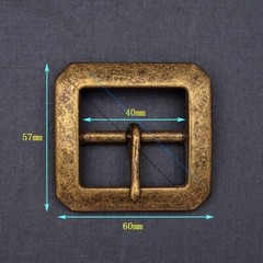 Sturdy Brass Rectangular Center Bar Pin Belt Buckle Replacement Fit 40mm Strap