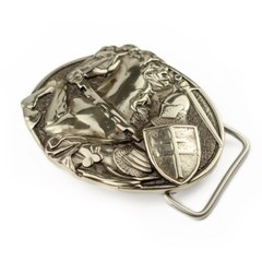 German silver belt buckle Fighting Knight Medieval military german silver buckle
