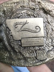 Artist Impr Metal & Porcelain Belt Buckle All The Pretty Horses by Julie Zsupnik