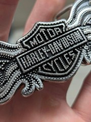 vintage Y2K belt buckle HARLEY DAVIDSON motorcycle STUDDED flames wings WESTERN