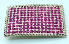 Fashion Men Women western classic Belt Buckle Silver Metal hot pink rhinestones