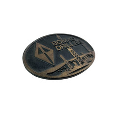 Vintage Bomac Drilling Provo Utah DynaBuckle Bronze Metal Belt Buckle
