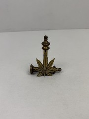 Vintage Marijuana Weed Bud Pot Leaf Brass Hippie Pipe Belt Buckle 1970s Ganja
