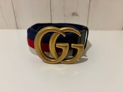 GUCCI Pre-Owned Double Buckle Web Stripe Belt