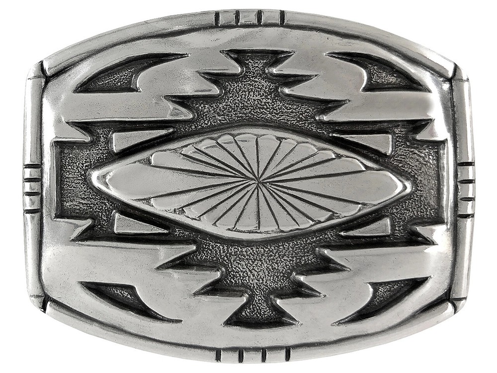 Western Cowboy/Cowgirl Engraved Antique Silver Southwestern Buckle