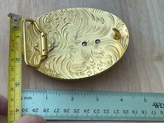 Western Buckle Oval Gold Silver Red Horse Rider Cowboy 2 » Hebillas Vaqueras