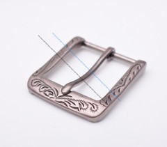 Retro Flower Carved Antique Silver Prong Pin Buckle Men Leather Belt Buckle 40mm