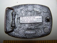 VINTAGE U.S. ARMY BELT BUCKLE 1991 BERGAMOT DETAILED PEWTER ENAMELED