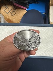 Vintage 1983 American Bald Eagle Belt Buckle Silver Tone Siskiyou Company Inc.