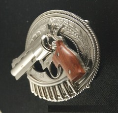 (MADE BY ORDER) BUCKLE HANDMADE STAINLESS STEEL WESTERN STYLE GUN S&W .357