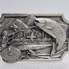 Siskiyou Buckle Co Fisherman Fishing Angler Oregon K-27 1983 Mountains Pewter