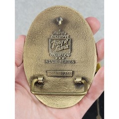 Tony Lama Mississippi State Seal Belt Buckle Solid Brass Vintage Gold Tone Box