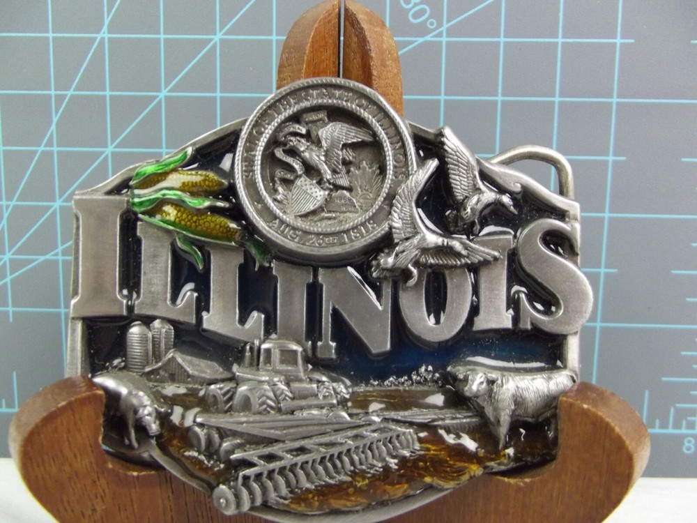 Vtg 80s State of Illinois Siskiyou enamel 21st State