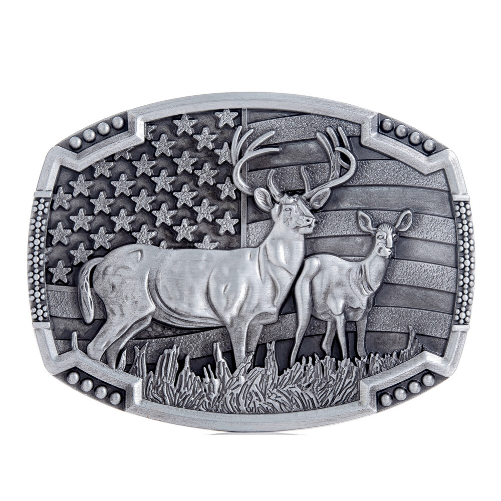 Animal Deer Belt Buckle Western Cowboy Native American Motorcyclist (DER-08-S-B)
