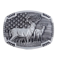 Animal Deer Belt Buckle Western Cowboy Native American Motorcyclist (DER-08-S-B)