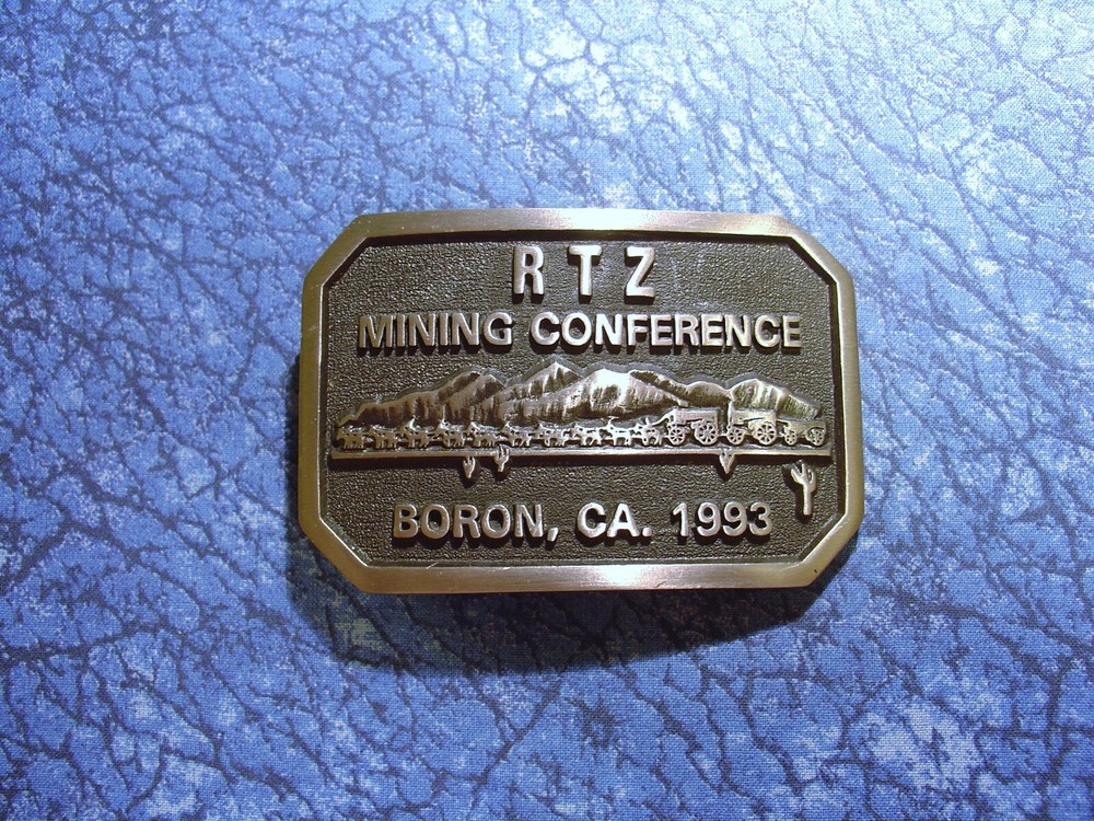 US Borax R T Z Mining Conference Boron, CA 1993 20 Mule Team Belt Buckle