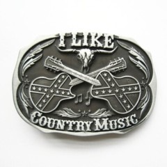 I Like Country Music antique brushed silver removable BELT BUCKLE – BP124