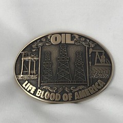 NEW Oil Life Blood of America Refinery Belt Buckle Well Worker Derrick Pump A7