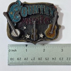 Vintage Country Music Belt Buckle 80&rsquo;s Western Bluegrass Cowboy Fiddle Banjo