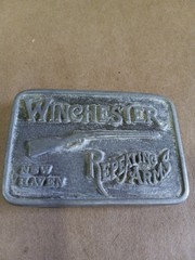 Vintage Winchester Repeating Arms Pewter Belt Buckle