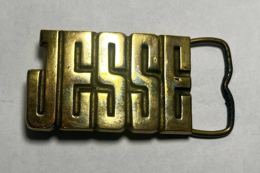 Vintage Jesse Solid Brass Belt Buckle Gold Antique Finish 1.5&Prime; Taiwan