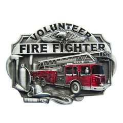 Vintage Style Enamel Volunteer Firefighter Belt Buckle also Stock in US