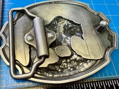 Southwestern Style Fishing Grizzly Bear Colorful Painted Belt Buckle
