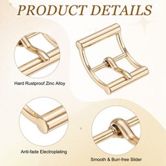 4Pcs Single Prong Belt Buckle 1&Prime; ID Curved Bow Buckle for Shoes, Light Gold
