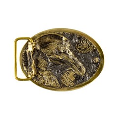 Raven skull brass belt buckle, mythology bird, Gothic Floral Crow skull Design