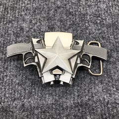 Antique Brushed Silver Star Large Western Belt Buckle with Lighter, Stock in US