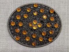 vintage Y2K belt buckle RHINESTONE webbed WESTERN brass cowboy STUDDED